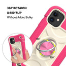 Shockproof Silicone + PC Protective Case with Dual-Ring Holder For iPhone 11(Rose Red)