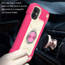 Shockproof Silicone + PC Protective Case with Dual-Ring Holder For iPhone 11(Rose Red)