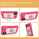Shockproof Silicone + PC Protective Case with Dual-Ring Holder For iPhone 11(Rose Red)