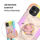 Shockproof Silicone + PC Protective Case with Dual-Ring Holder For iPhone 11(Colorful Rose Gold)