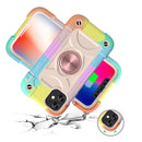 Shockproof Silicone + PC Protective Case with Dual-Ring Holder For iPhone 11(Colorful Rose Gold)