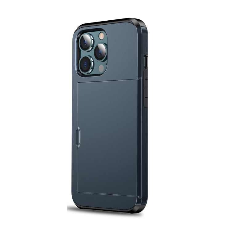 Shockproof Armor Protective Case with Slide Card Slot For iPhone 13(Dark)
