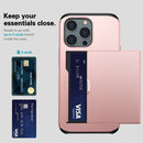 Shockproof Armor Protective Case with Slide Card Slot For iPhone 13(Dark)