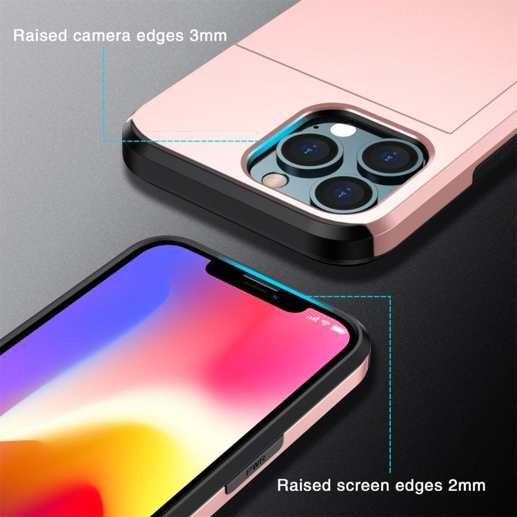 Shockproof Armor Protective Case with Slide Card Slot For iPhone 13(Dark)