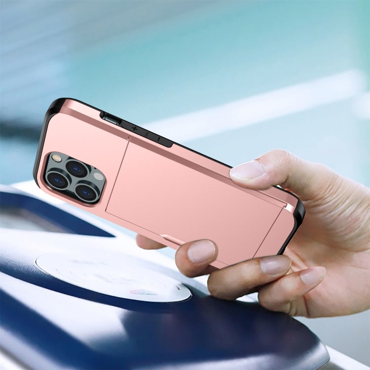 Shockproof Armor Protective Case with Slide Card Slot For iPhone 13(Dark)