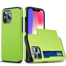 Shockproof Armor Protective Case with Slide Card Slot For iPhone 13 Pro(Green)