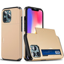 Shockproof Armor Protective Case with Slide Card Slot For iPhone 13 Pro(Gold)
