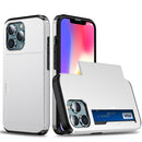 Shockproof Armor Protective Case with Slide Card Slot For iPhone 13 Pro Max(White)
