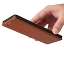 For vivo X60 Pro / X60 5G Carbon Fiber Texture Magnetic Horizontal Flip TPU + PC + PU Leather Case with Card Slot(Brown)