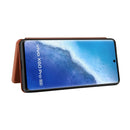 For vivo X60 Pro / X60 5G Carbon Fiber Texture Magnetic Horizontal Flip TPU + PC + PU Leather Case with Card Slot(Brown)