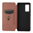 For vivo X60 Pro / X60 5G Carbon Fiber Texture Magnetic Horizontal Flip TPU + PC + PU Leather Case with Card Slot(Brown)