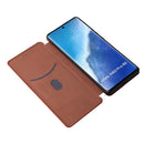 For vivo X60 Pro / X60 5G Carbon Fiber Texture Magnetic Horizontal Flip TPU + PC + PU Leather Case with Card Slot(Brown)