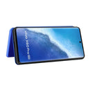 For vivo X60 Pro / X60 5G Carbon Fiber Texture Magnetic Horizontal Flip TPU + PC + PU Leather Case with Card Slot(Blue)