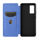 For vivo X60 Pro / X60 5G Carbon Fiber Texture Magnetic Horizontal Flip TPU + PC + PU Leather Case with Card Slot(Blue)