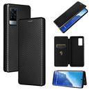 For vivo X60 Pro / X60 5G Carbon Fiber Texture Magnetic Horizontal Flip TPU + PC + PU Leather Case with Card Slot(Black)