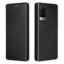 For vivo X60 Pro / X60 5G Carbon Fiber Texture Magnetic Horizontal Flip TPU + PC + PU Leather Case with Card Slot(Black)