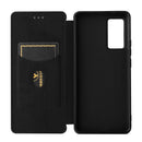 For vivo X60 Pro / X60 5G Carbon Fiber Texture Magnetic Horizontal Flip TPU + PC + PU Leather Case with Card Slot(Black)