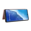 For vivo X60 Pro / X60 5G Carbon Fiber Texture Magnetic Horizontal Flip TPU + PC + PU Leather Case with Card Slot(Pink)