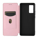 For vivo X60 Pro / X60 5G Carbon Fiber Texture Magnetic Horizontal Flip TPU + PC + PU Leather Case with Card Slot(Pink)