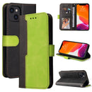 Business Stitching-Color Horizontal Flip PU Leather Case with Holder & Card Slots & Photo Frame For iPhone 13 (Green)