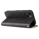 Business Stitching-Color Horizontal Flip PU Leather Case with Holder & Card Slots & Photo Frame For iPhone 13 (Green)