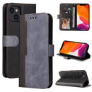 Business Stitching-Color Horizontal Flip PU Leather Case with Holder & Card Slots & Photo Frame For iPhone 13 (Grey)