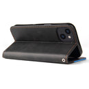 Business Stitching-Color Horizontal Flip PU Leather Case with Holder & Card Slots & Photo Frame For iPhone 13 (Blue)
