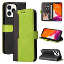 Business Stitching-Color Horizontal Flip PU Leather Case with Holder & Card Slots & Photo Frame For iPhone 13 Pro Max (Green)