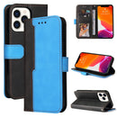 Business Stitching-Color Horizontal Flip PU Leather Case with Holder & Card Slots & Photo Frame For iPhone 13 Pro Max (Blue)