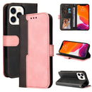 Business Stitching-Color Horizontal Flip PU Leather Case with Holder & Card Slots & Photo Frame For iPhone 13 Pro Max (Pink)