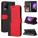 For vivo V21 4G / 5G Business Stitching-Color Horizontal Flip PU Leather Case with Holder & Card Slots & Photo Frame(Red)