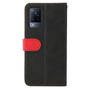 For vivo V21 4G / 5G Business Stitching-Color Horizontal Flip PU Leather Case with Holder & Card Slots & Photo Frame(Red)