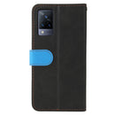 For vivo V21 4G / 5G Business Stitching-Color Horizontal Flip PU Leather Case with Holder & Card Slots & Photo Frame(Blue)