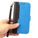 For vivo V21 4G / 5G Business Stitching-Color Horizontal Flip PU Leather Case with Holder & Card Slots & Photo Frame(Blue)