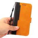For vivo V21 4G / 5G Business Stitching-Color Horizontal Flip PU Leather Case with Holder & Card Slots & Photo Frame(Orange)