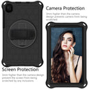 For Samsung Galaxy Tab A7 Lite 8.7 2021 T220 / T225 360 Degree Rotation Honeycomb Shockproof Silicone PC Protective Case with Holder & Shoulder Strap & Hand Strap(Black)