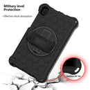 For Samsung Galaxy Tab A7 Lite 8.7 2021 T220 / T225 360 Degree Rotation Honeycomb Shockproof Silicone PC Protective Case with Holder & Shoulder Strap & Hand Strap(Black)