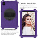 For Samsung Galaxy Tab A7 Lite 8.7 2021 T220 / T225 360 Degree Rotation Honeycomb Shockproof Silicone PC Protective Case with Holder & Shoulder Strap & Hand Strap(Purple Black)