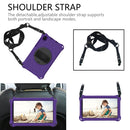 For Samsung Galaxy Tab A7 Lite 8.7 2021 T220 / T225 360 Degree Rotation Honeycomb Shockproof Silicone PC Protective Case with Holder & Shoulder Strap & Hand Strap(Purple Black)