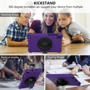For Samsung Galaxy Tab A7 Lite 8.7 2021 T220 / T225 360 Degree Rotation Honeycomb Shockproof Silicone PC Protective Case with Holder & Shoulder Strap & Hand Strap(Purple Black)