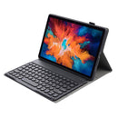 For Lenovo Pad Plus 11 inch TB-J607F / Tab P11 11 inch TB-J606F / Pad 11 inch YAM12 Lambskin Texture Detachable Round Keycap Bluetooth Keyboard Leather Tablet Case with Holder(Black)