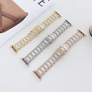 Three Beads Ceramics Steel Watch Band For Apple Watch Series 8&7 45mm / SE 2&6&SE&5&4 44mm / 3&2&1 42mm(Silver+White)