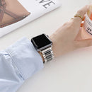 Three Beads Ceramics Steel Watch Band For Apple Watch Series 8&7 45mm / SE 2&6&SE&5&4 44mm / 3&2&1 42mm(Silver+White)