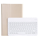 For Lenovo Pad Plus 11 inch TB-J607F / Tab P11 11 inch TB-J606F / Pad 11 inch YAM12 Backlight Style Lambskin Texture Detachable Round Keycap Bluetooth Keyboard Leather Tablet Case with Holder(Gold)