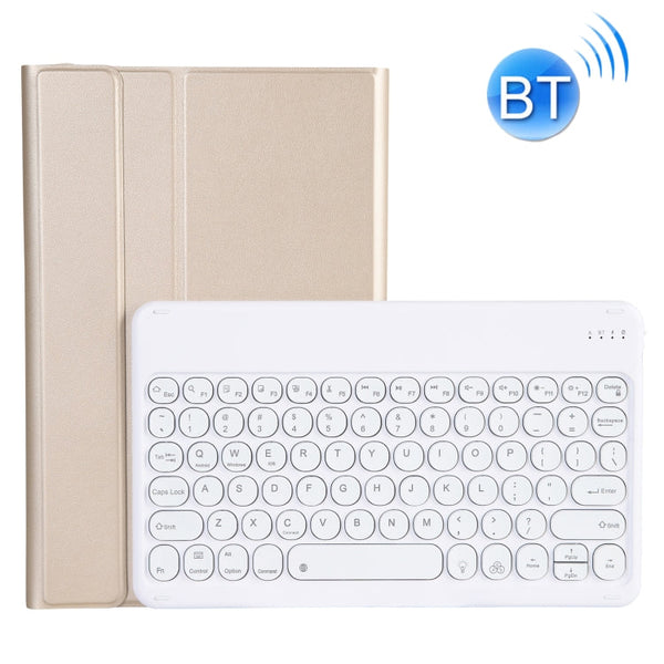 For Lenovo Pad Plus 11 inch TB-J607F / Tab P11 11 inch TB-J606F / Pad 11 inch YAM12 Backlight Style Lambskin Texture Detachable Round Keycap Bluetooth Keyboard Leather Tablet Case with Holder(Gold)