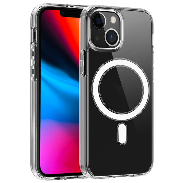 Magsafe Case Simple Magnetic Ring All-inclusive Clear Crystal Acrylic PC +TPU Shockproof Case For iPhone 13(Transparent)