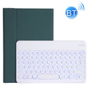 For Lenovo Pad Pro 11.5 inch 2021 TB-J716F / Tab P11 Pro 11.5 inch TB-J706F YAM13 Backlight Style Lambskin Texture Detachable Round Keycap Bluetooth Keyboard Leather Tablet Case with Holder(Dark Green)