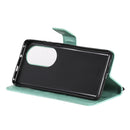 For Huawei P50 Pro Tree & Cat Pattern Pressed Printing Horizontal Flip PU Leather Case with Holder & Card Slots & Wallet & Lanyard(Green)