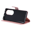 For Huawei P50 Pro Tree & Cat Pattern Pressed Printing Horizontal Flip PU Leather Case with Holder & Card Slots & Wallet & Lanyard(Rose Gold)