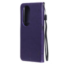For Huawei P50 Pro Tree & Cat Pattern Pressed Printing Horizontal Flip PU Leather Case with Holder & Card Slots & Wallet & Lanyard(Purple)